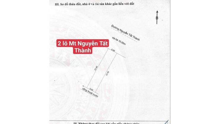 2 lô liền kề mặt tiền Nguyễn tất Thành, Đà Nẵng cần bán gấp